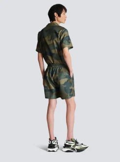 Camouflage Monogrammed Shantung Shorts-Balmain Flash Sale