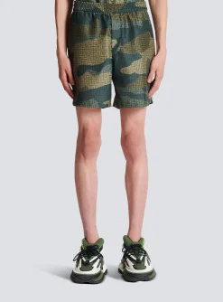 Camouflage Monogrammed Shantung Shorts-Balmain Flash Sale