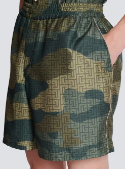 Camouflage Monogrammed Shantung Shorts-Balmain Flash Sale
