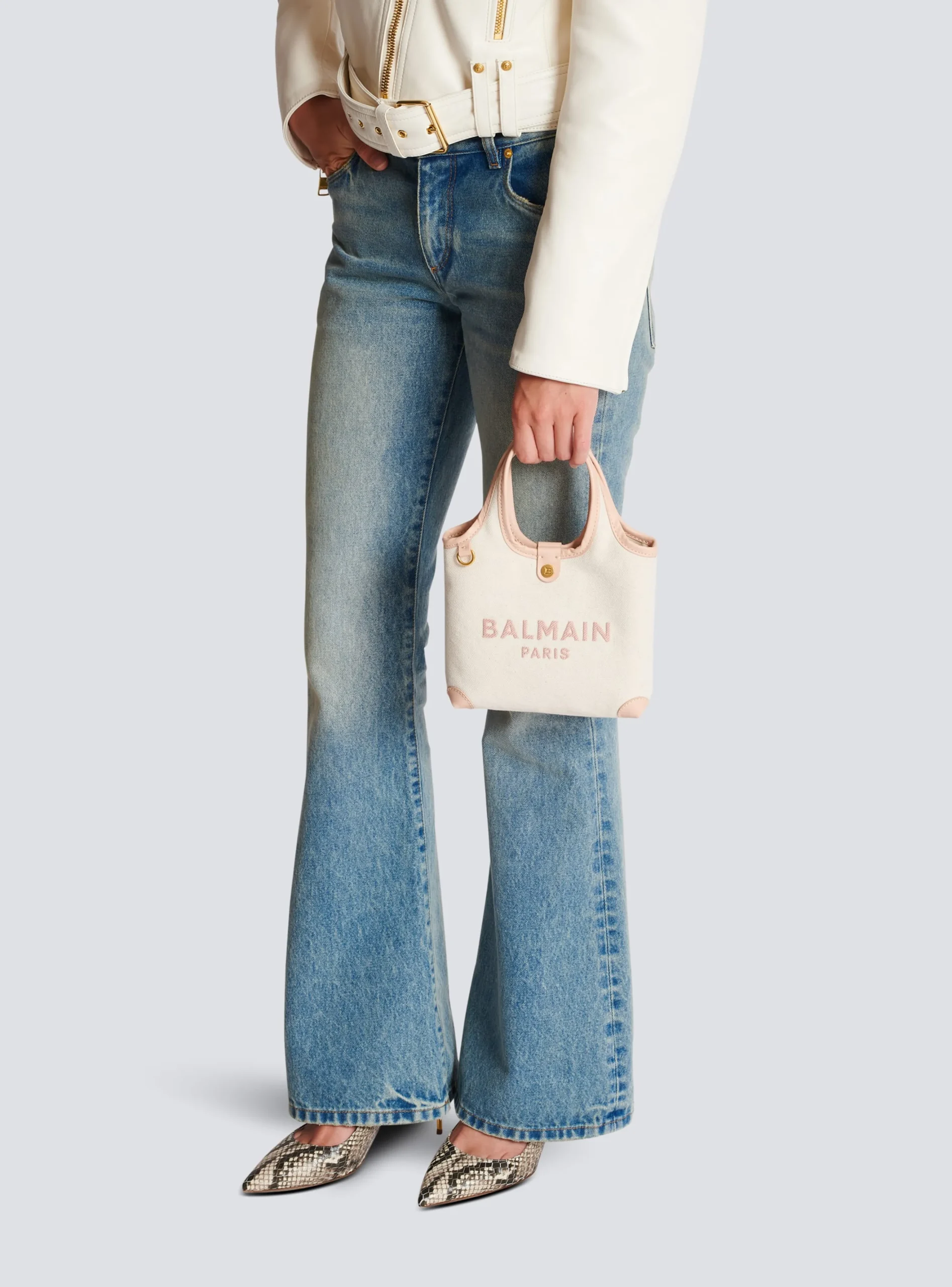 Canvas And Leather B-army Grocery Bag-Balmain Clearance