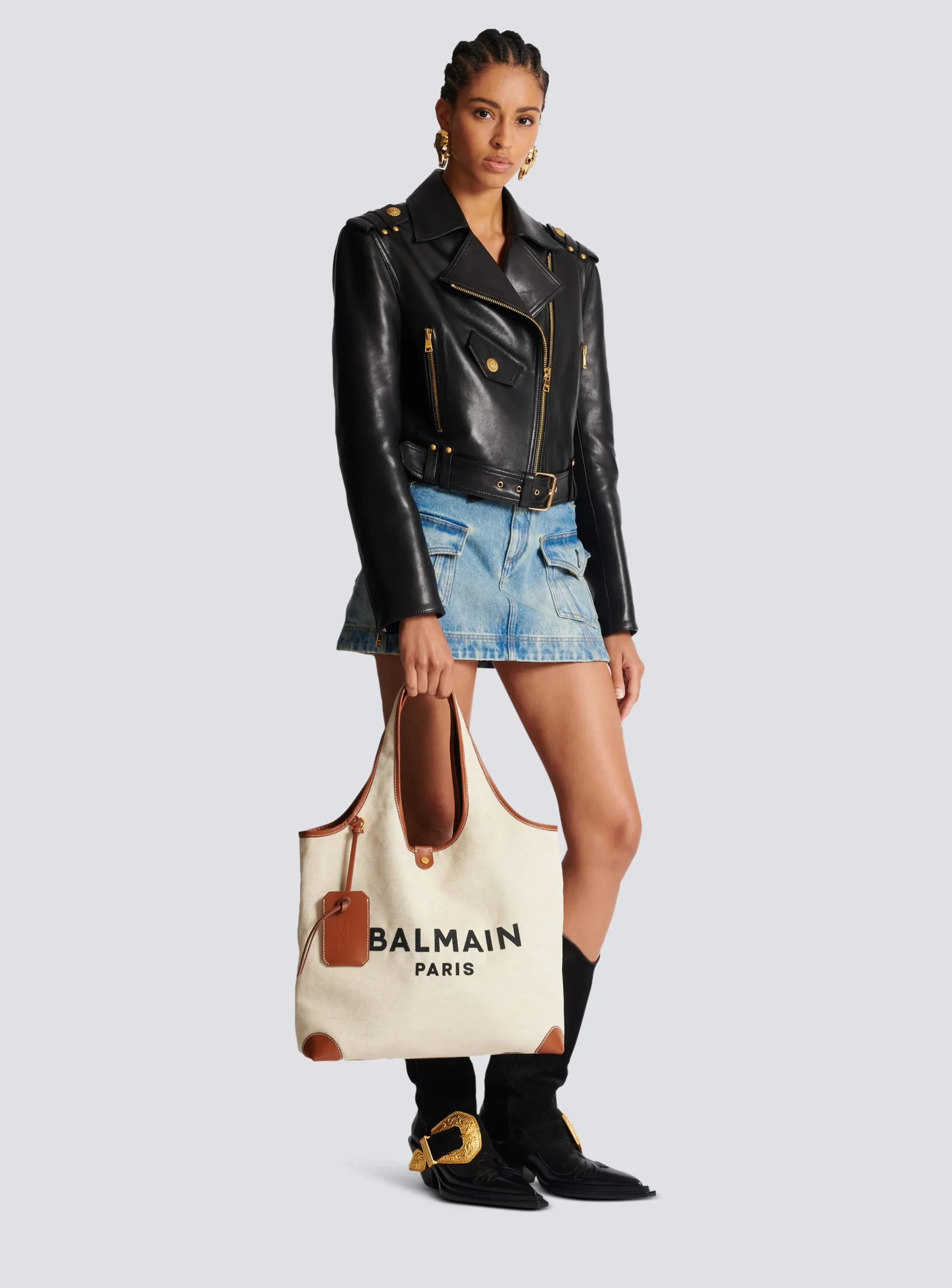 Canvas And Leather B-army Grocery Bag-Balmain Hot