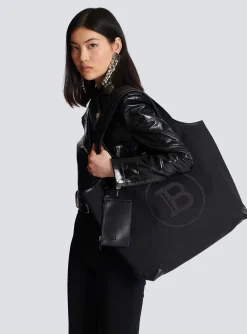 Canvas And Leather Grocery Bag-Balmain Clearance