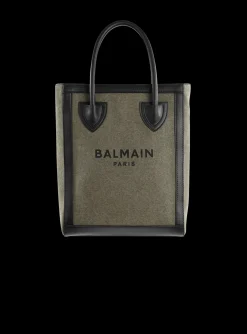 Canvas B-Army 26 Bag With Leather Panels-Balmain Fashion