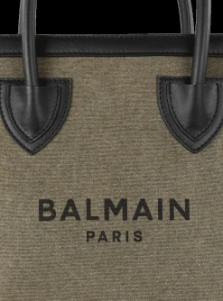 Canvas B-Army 26 Bag With Leather Panels-Balmain Fashion