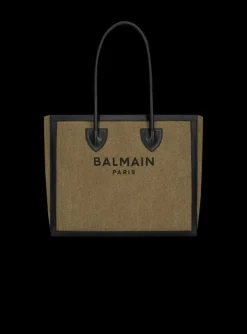 Canvas B-Army 42 Tote With Leather Panels-Balmain New