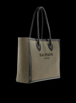 Canvas B-Army 42 Tote With Leather Panels-Balmain New