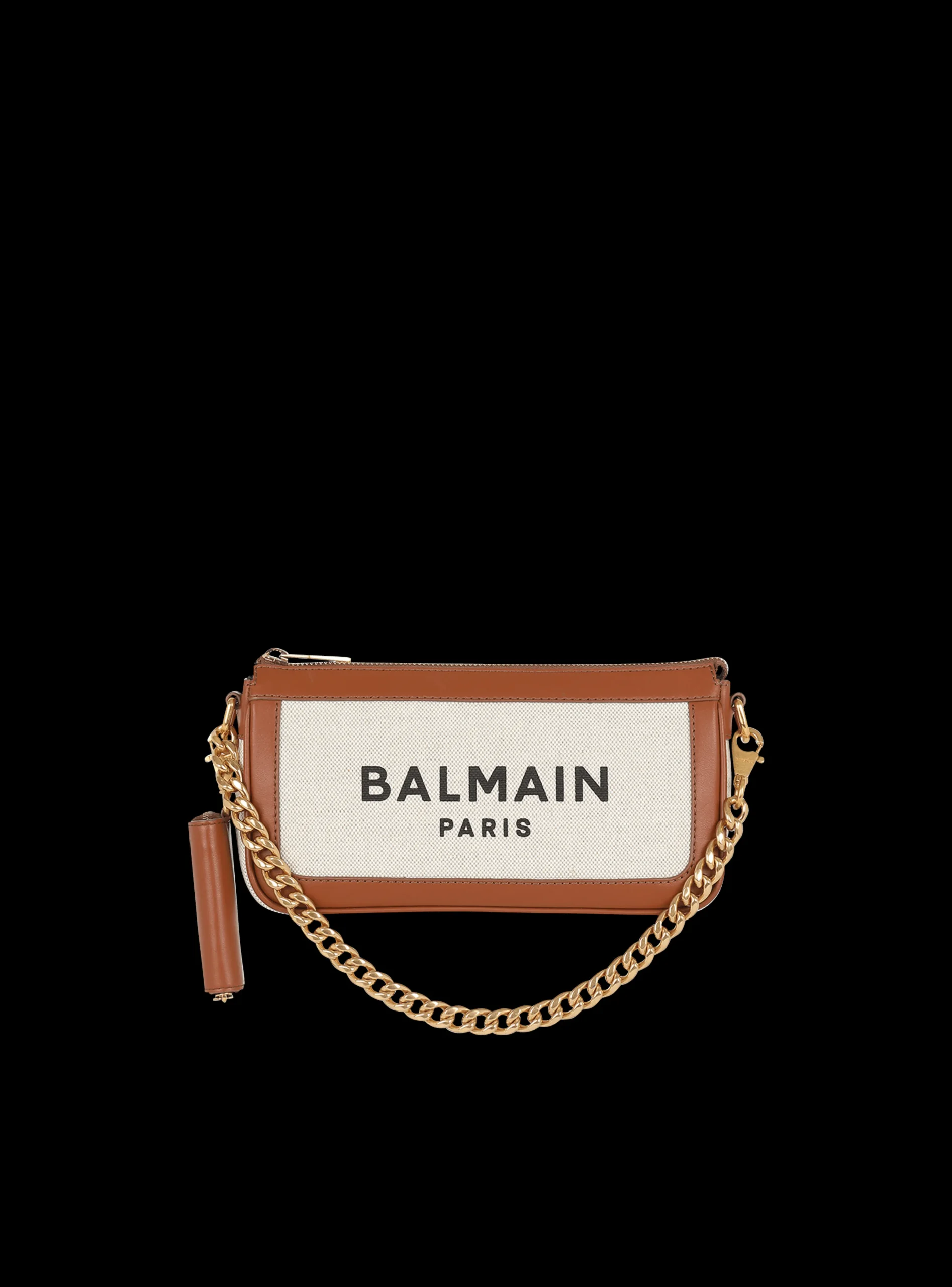 Canvas B-Army Clutch Bag With Leather Panels-Balmain Store