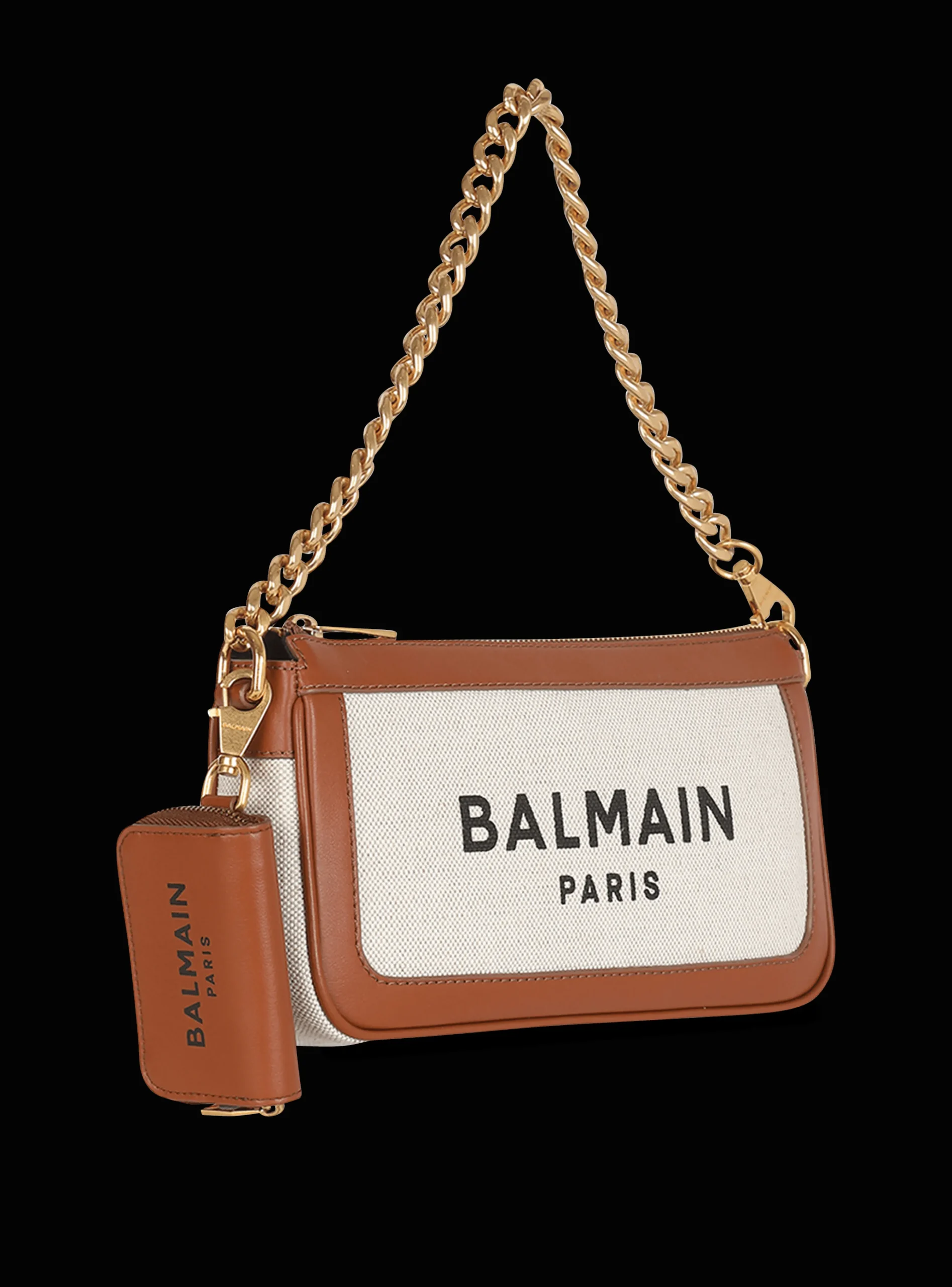Canvas B-Army Clutch Bag With Leather Panels-Balmain Store