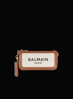 Canvas B-Army Clutch Bag With Leather Panels-Balmain Store