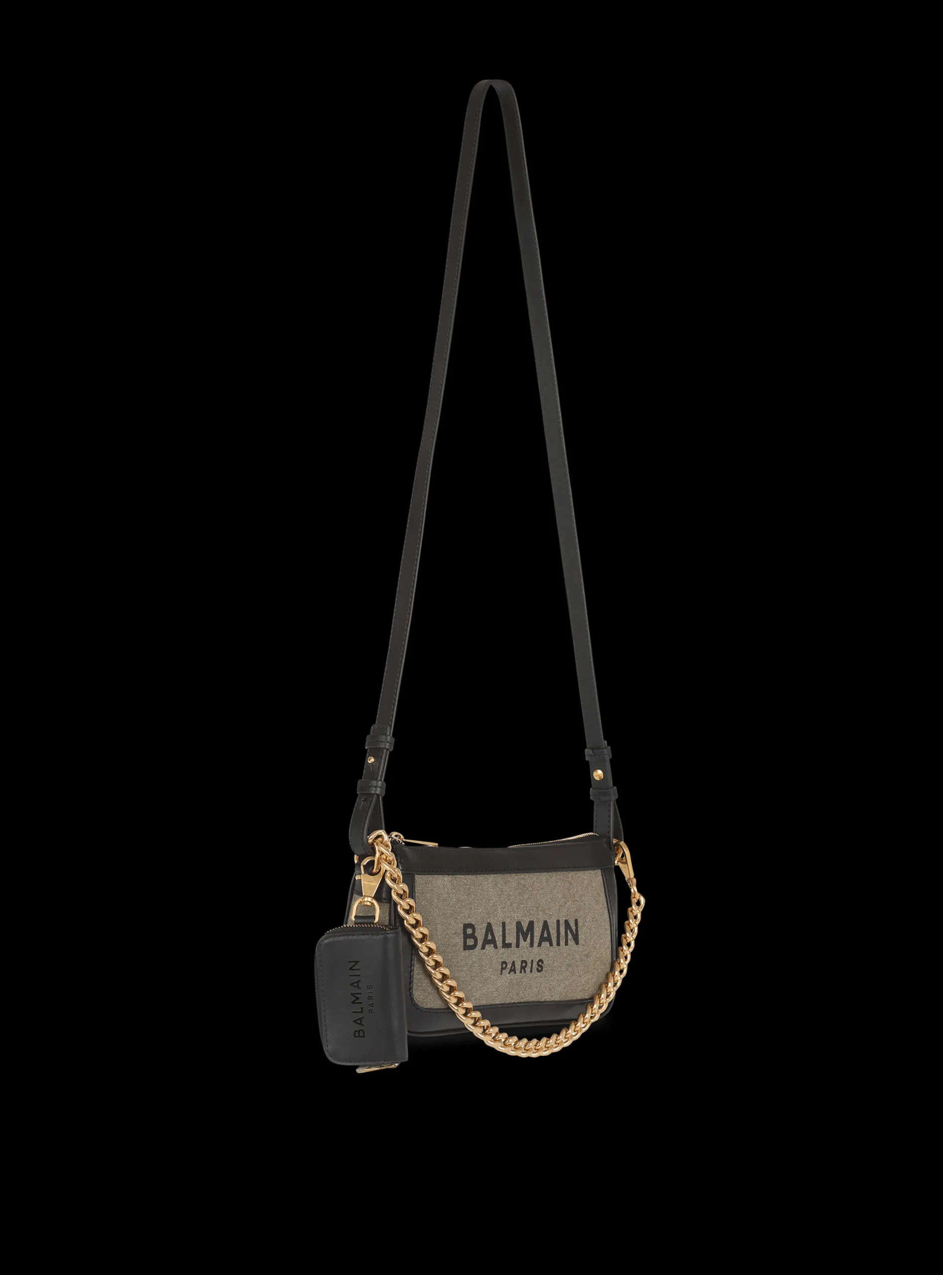 Canvas B-Army Clutch Bag With Leather Panels-Balmain Online