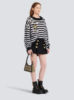 Canvas B-Army Handbag With Leather Panels-Balmain Fashion