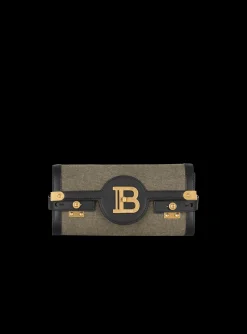 Canvas B-Buzz 23 Clutch Bag With Leather Panels-Balmain Cheap