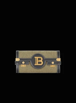 Canvas B-Buzz 23 Clutch Bag With Leather Panels-Balmain Fashion