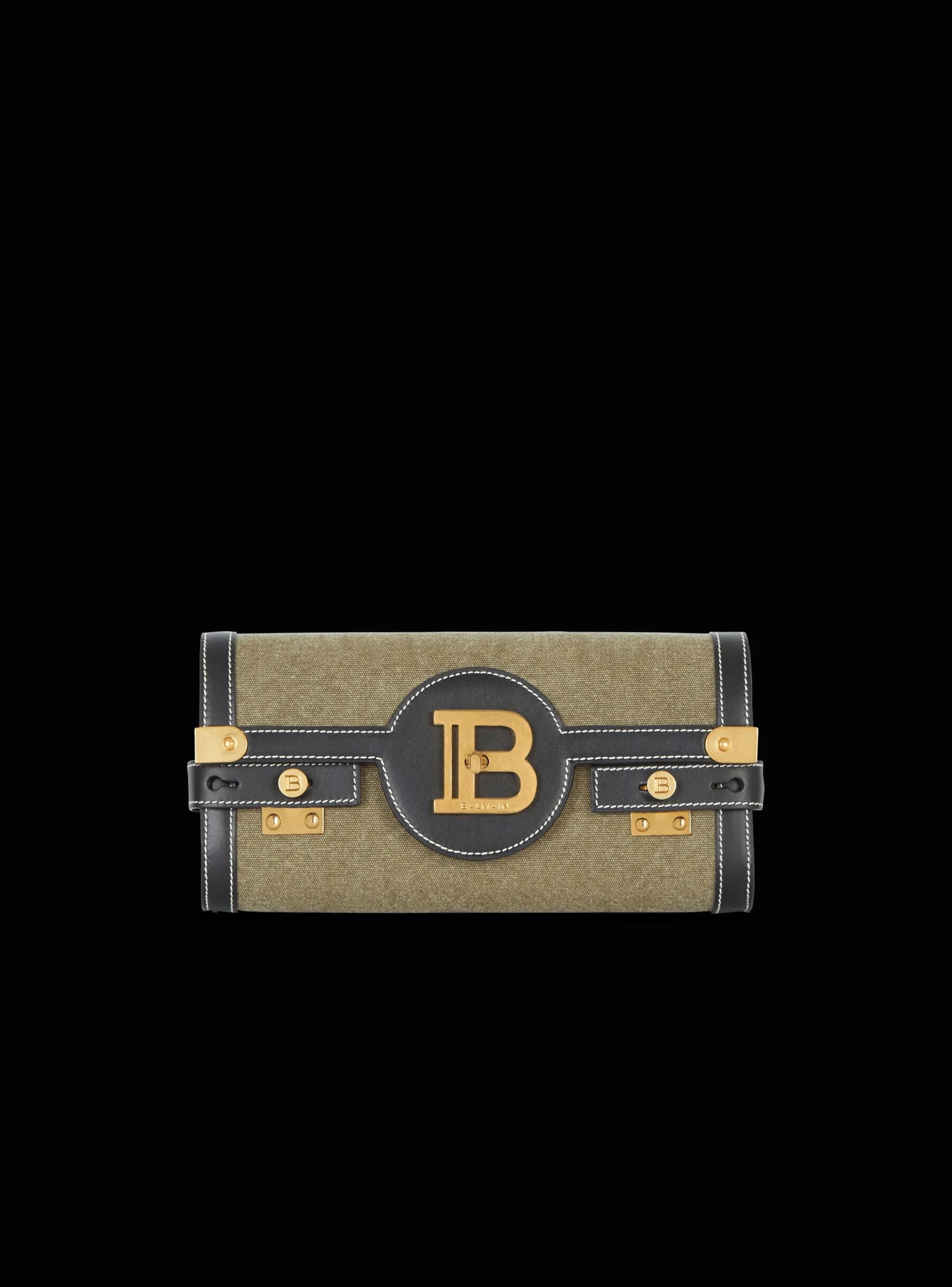 Canvas B-Buzz 23 Clutch Bag With Leather Panels-Balmain Fashion
