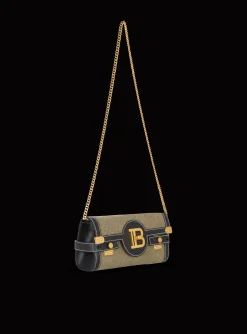 Canvas B-Buzz 23 Clutch Bag With Leather Panels-Balmain Fashion