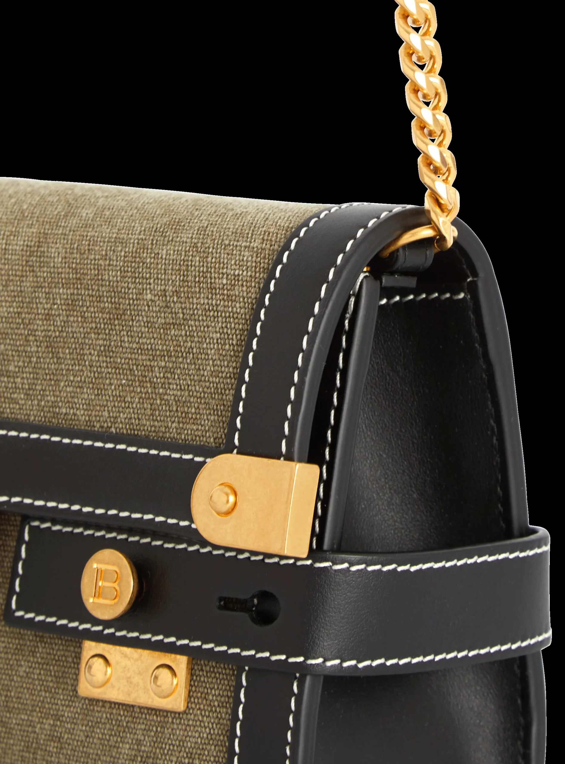 Canvas B-Buzz 23 Clutch Bag With Leather Panels-Balmain Fashion