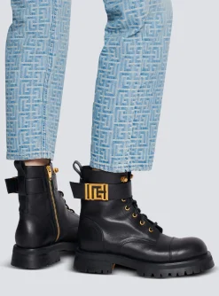 Charlie Leather Ranger Boots-Balmain Cheap