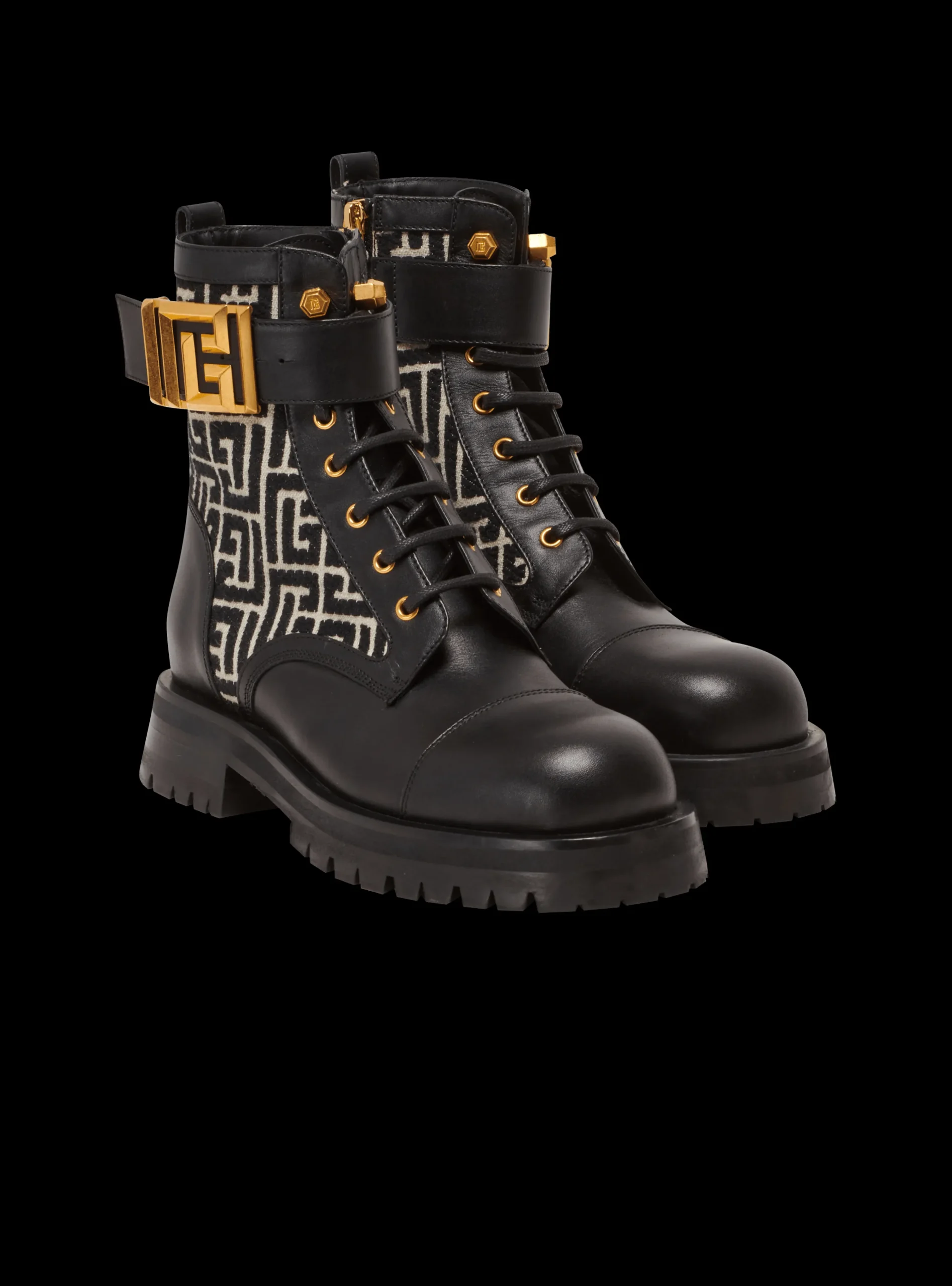Charlie Monogram Jacquard And Leather Ranger Boots-Balmain Flash Sale
