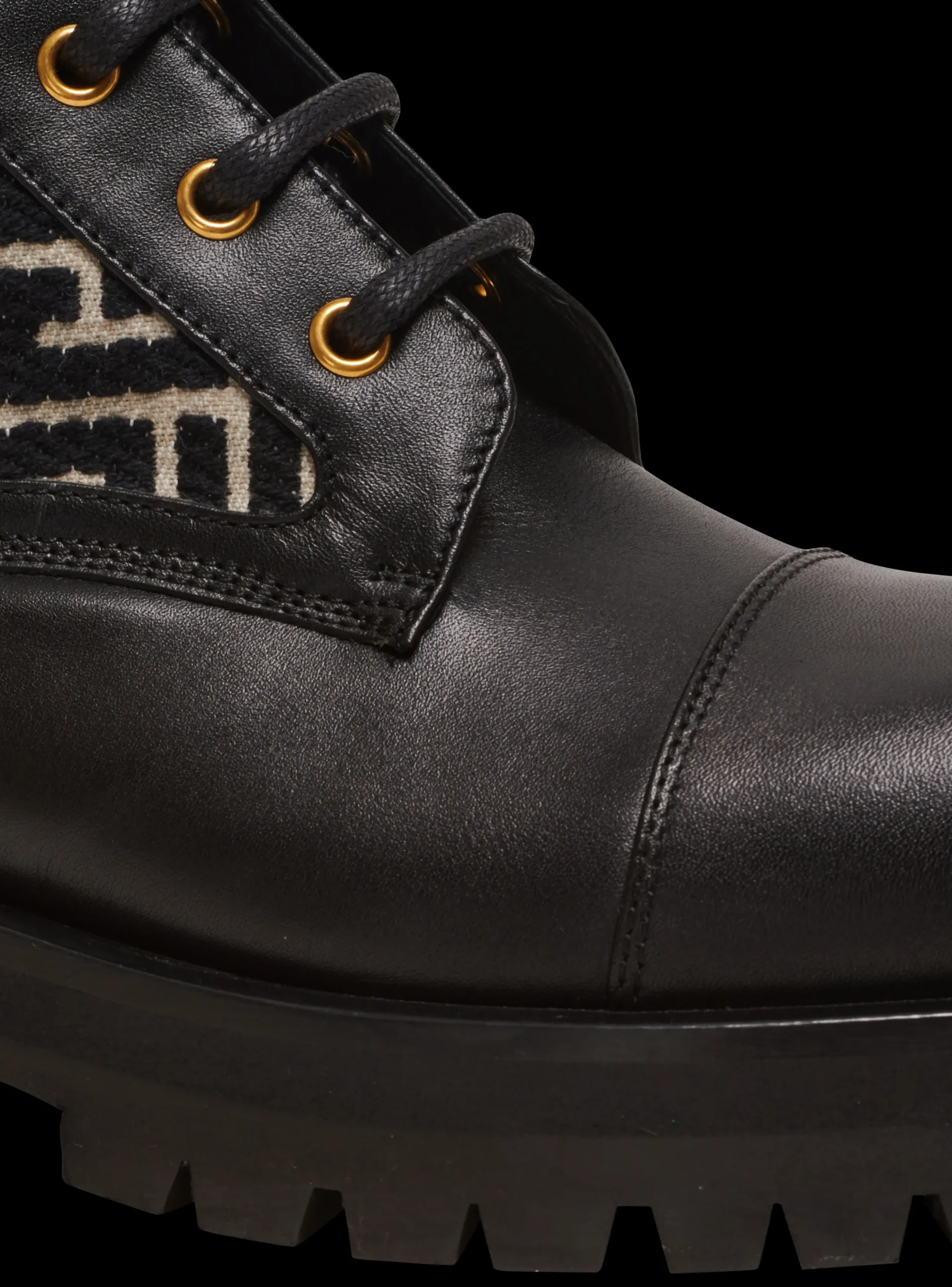 Charlie Monogram Jacquard And Leather Ranger Boots-Balmain Flash Sale