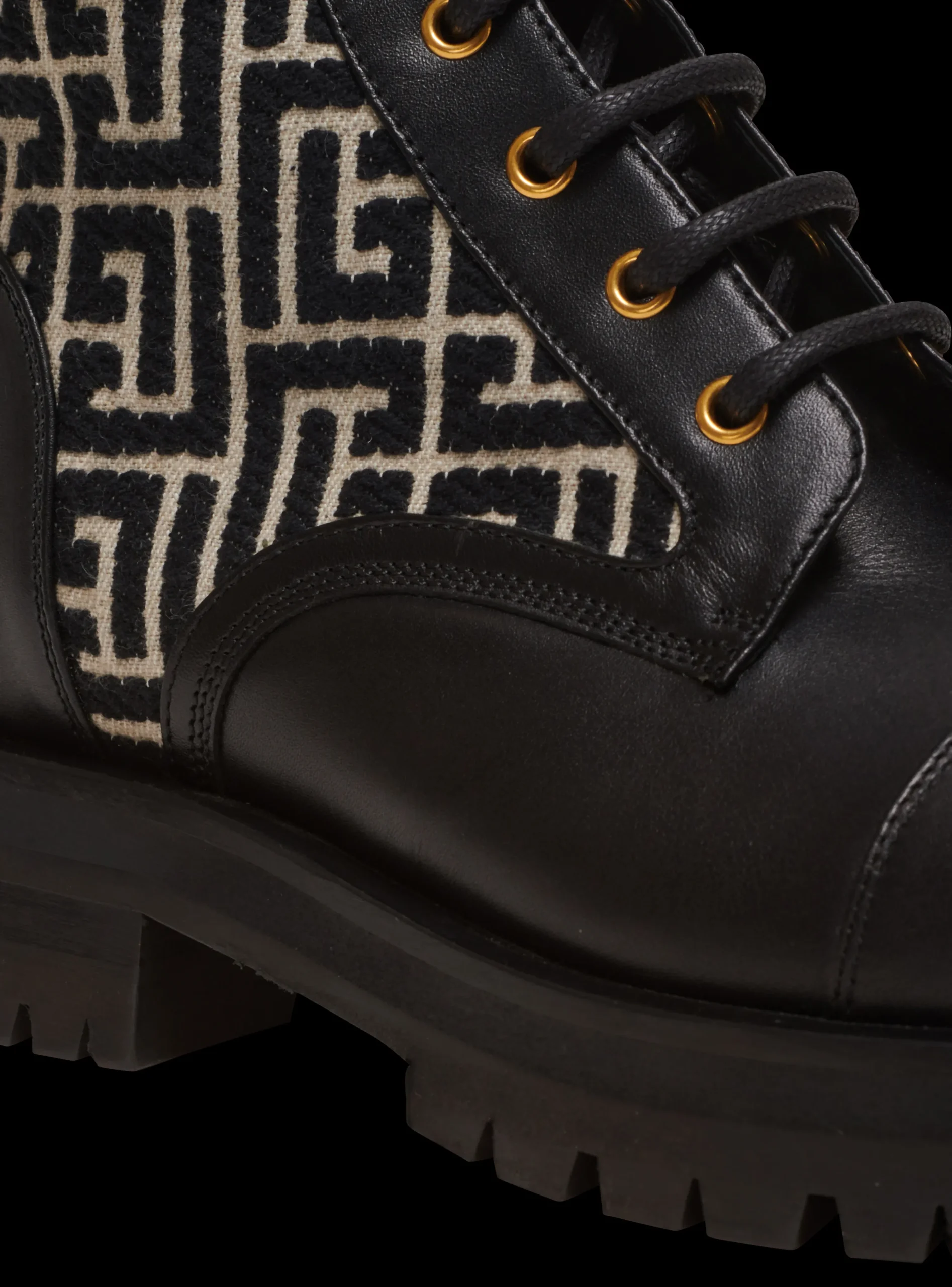 Charlie Monogram Jacquard And Leather Ranger Boots-Balmain Flash Sale