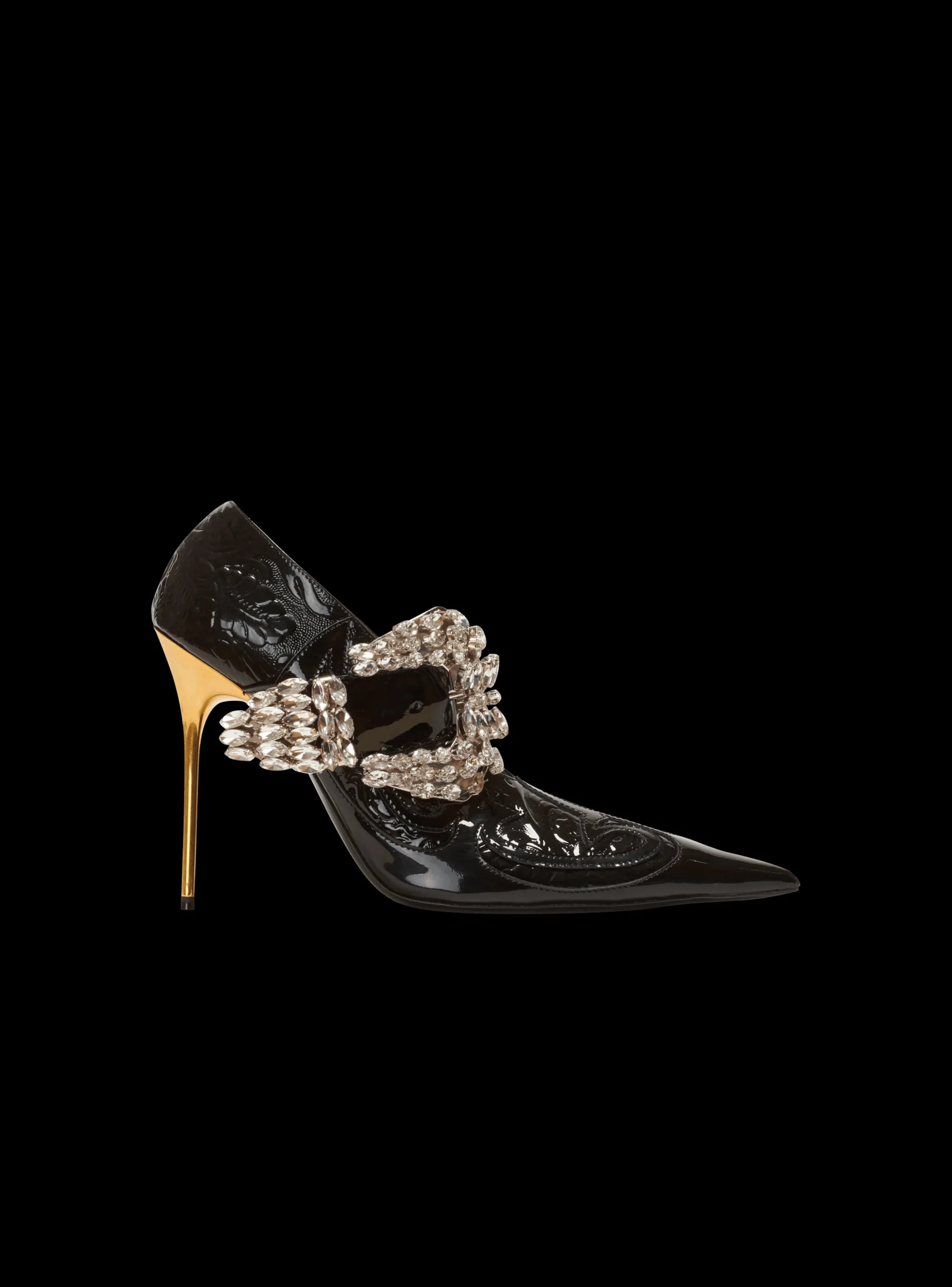 Clara Western Patchwork Patent Leather Pumps-Balmain Online