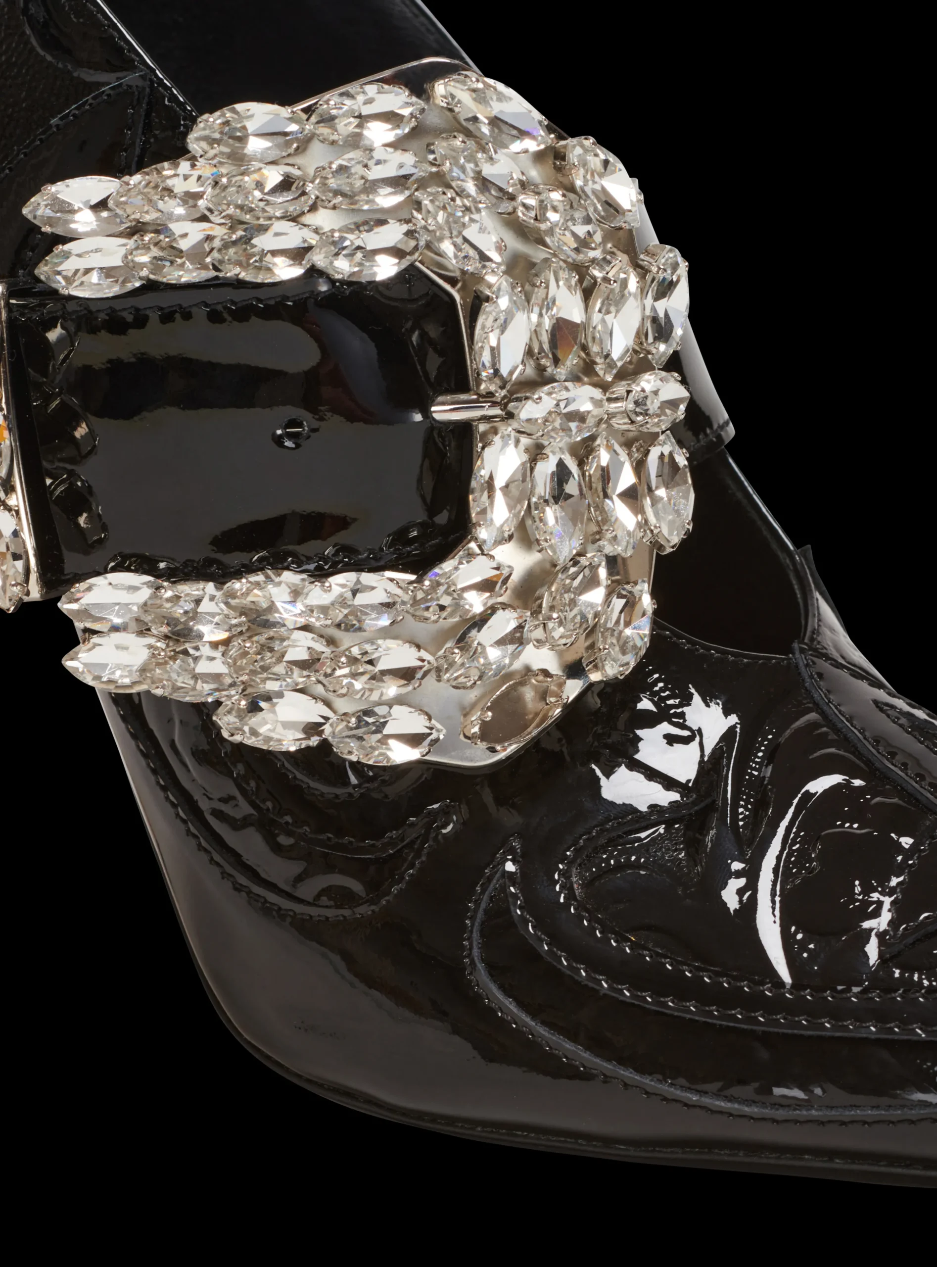 Clara Western Patchwork Patent Leather Pumps-Balmain Online