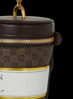 Coffee Cup Minaudi&egrave;re In Mini Monogram Canvas-Balmain Sale