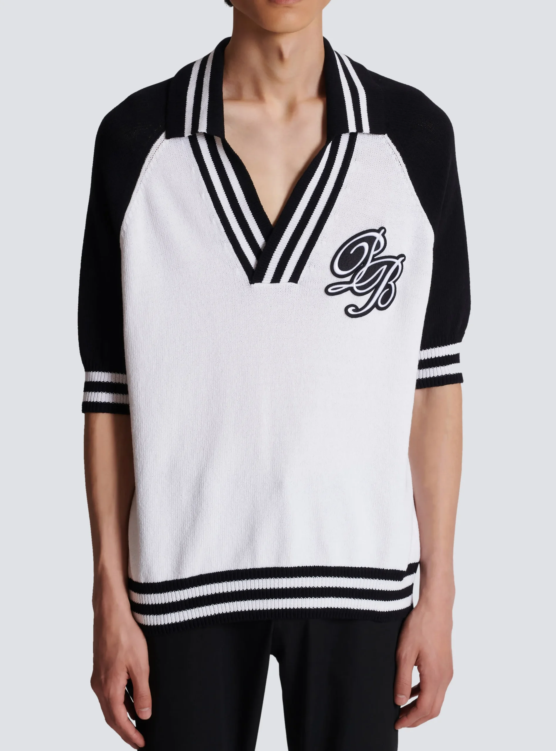 College Baseball PB Signature Knit Polo Shirt-Balmain Store