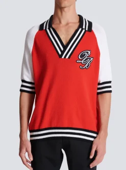College Baseball PB Signature Knit Polo Shirt-Balmain Outlet