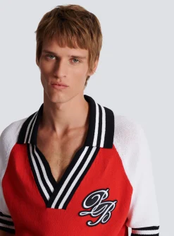 College Baseball PB Signature Knit Polo Shirt-Balmain Outlet