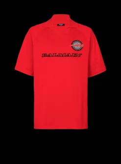 Cotton Piqu&eacute; Polo Shirt With Racing Embroidery-Balmain Best