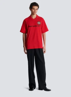 Cotton Piqu&eacute; Polo Shirt With Racing Embroidery-Balmain Best