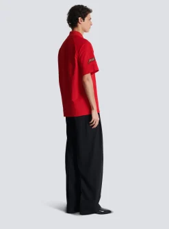 Cotton Piqu&eacute; Polo Shirt With Racing Embroidery-Balmain Best