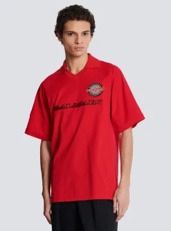 Cotton Piqu&eacute; Polo Shirt With Racing Embroidery-Balmain Best