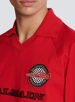 Cotton Piqu&eacute; Polo Shirt With Racing Embroidery-Balmain Best
