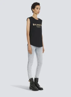 Cotton T-shirt With Logo Print-Balmain Online