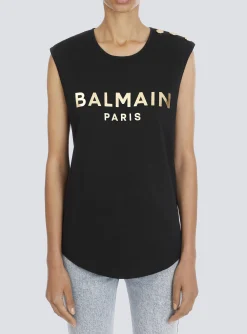 Cotton T-shirt With Logo Print-Balmain Online