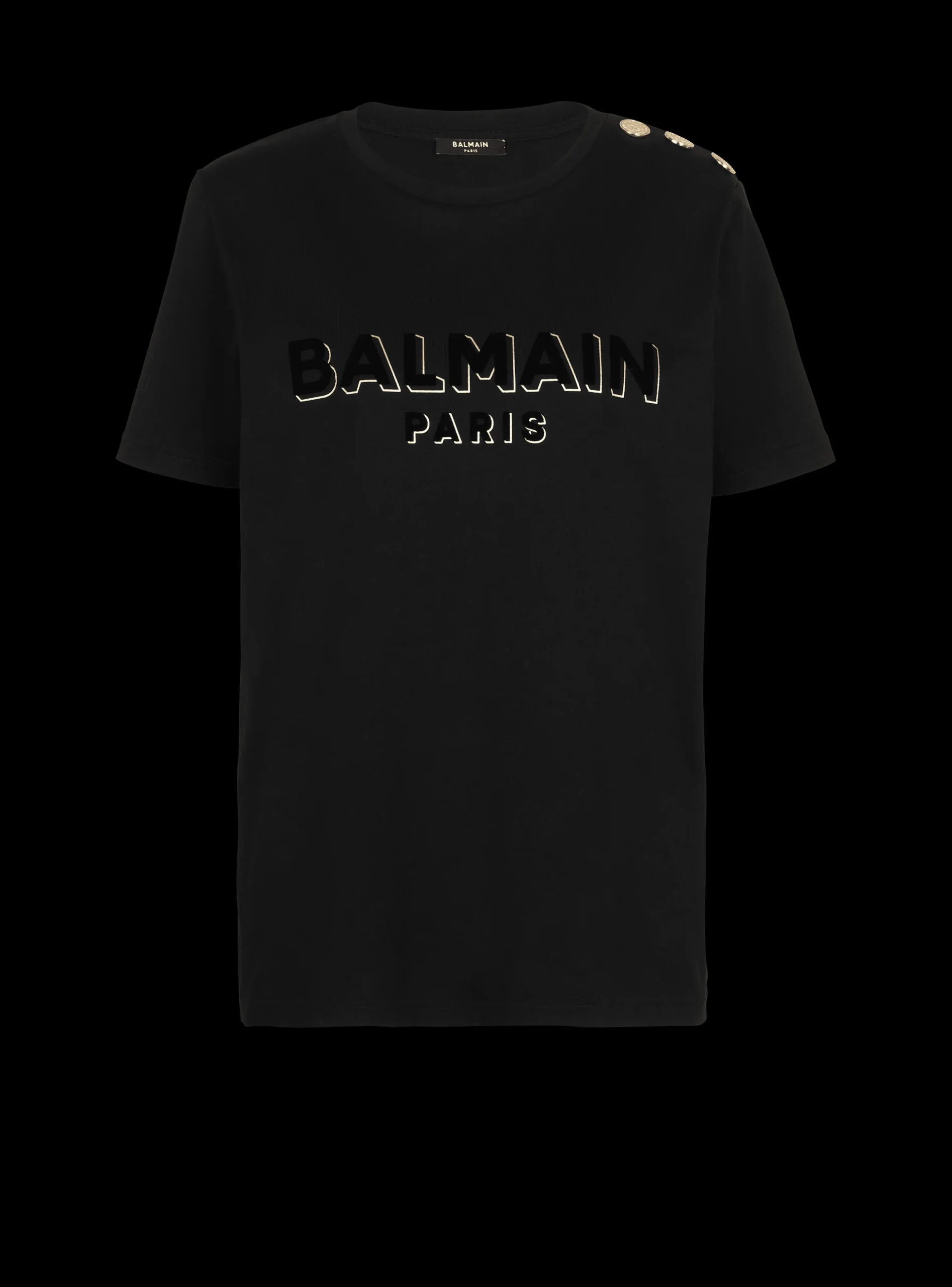 Cotton T-shirt With Flocked Metallic Logo-Balmain Hot