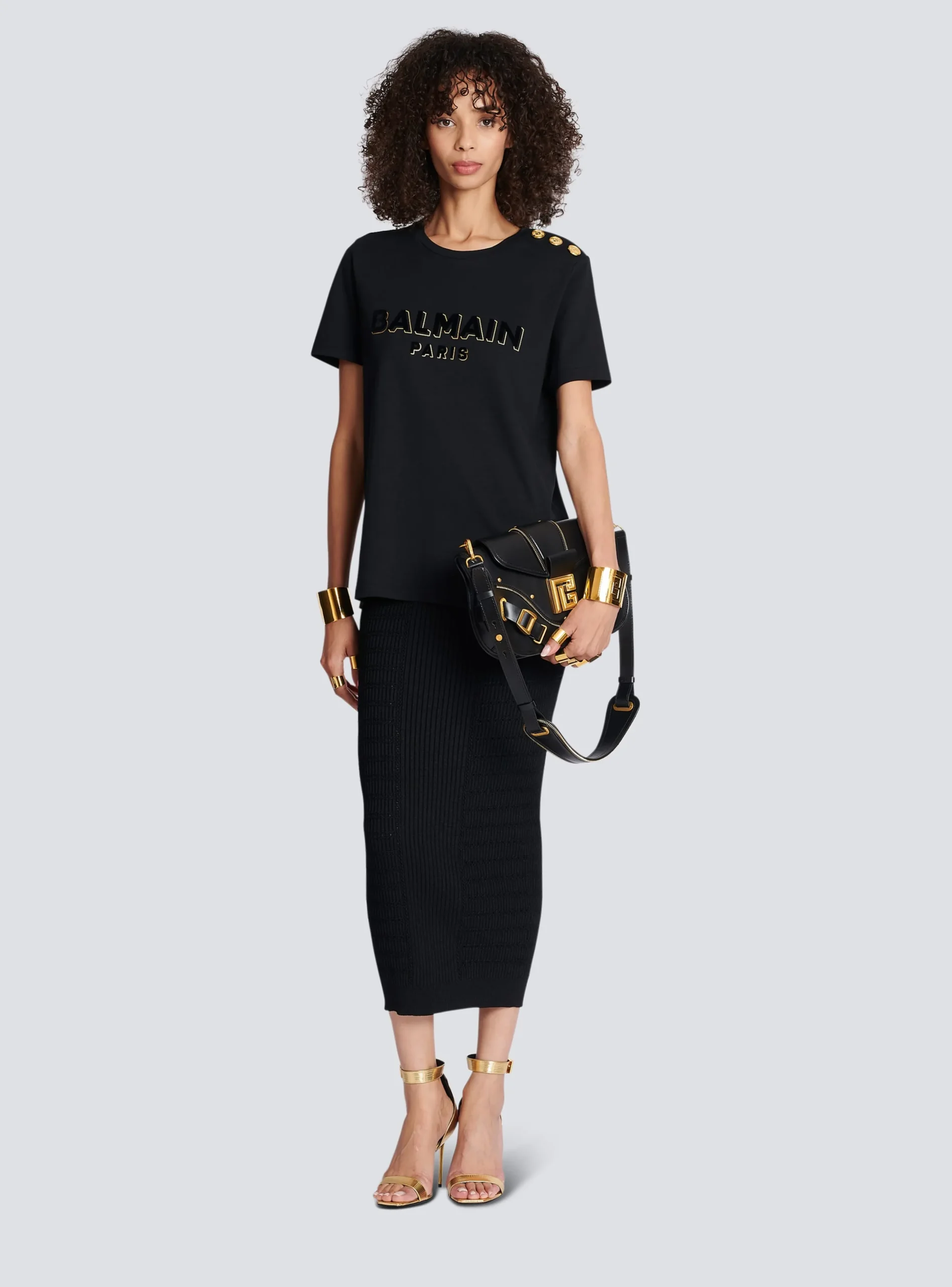 Cotton T-shirt With Flocked Metallic Logo-Balmain Hot