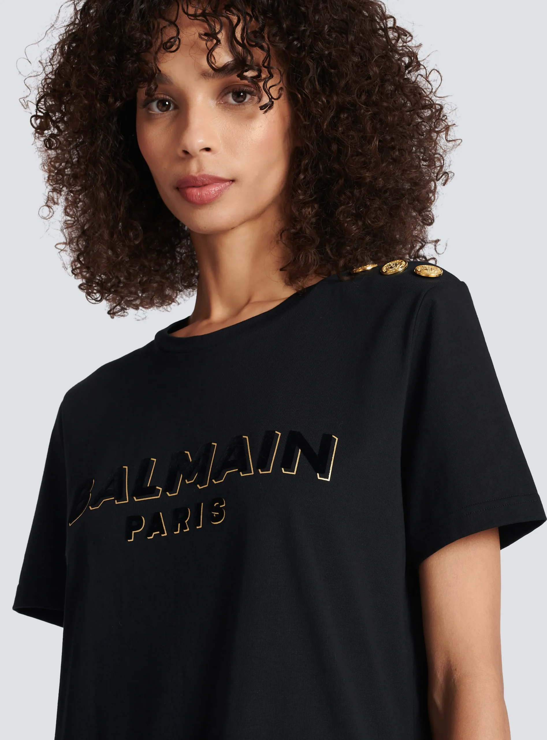 Cotton T-shirt With Flocked Metallic Logo-Balmain Hot