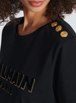 Cotton T-shirt With Flocked Metallic Logo-Balmain Hot