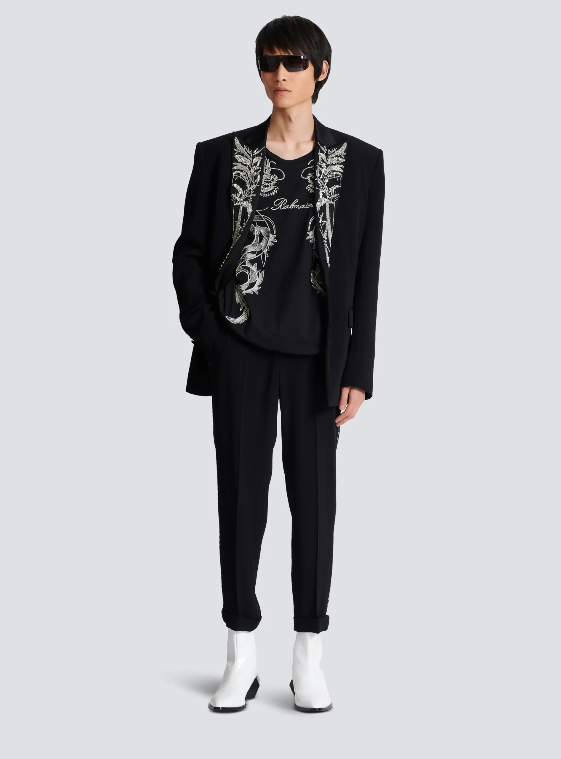 Crepe And Rhinestone Trousers-Balmain New
