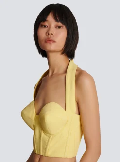 Crepe Halterneck Crop Top-Balmain Store