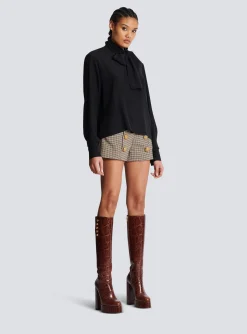 Crepe Shirt With Bow Collar-Balmain Store