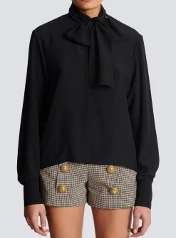 Crepe Shirt With Bow Collar-Balmain Store
