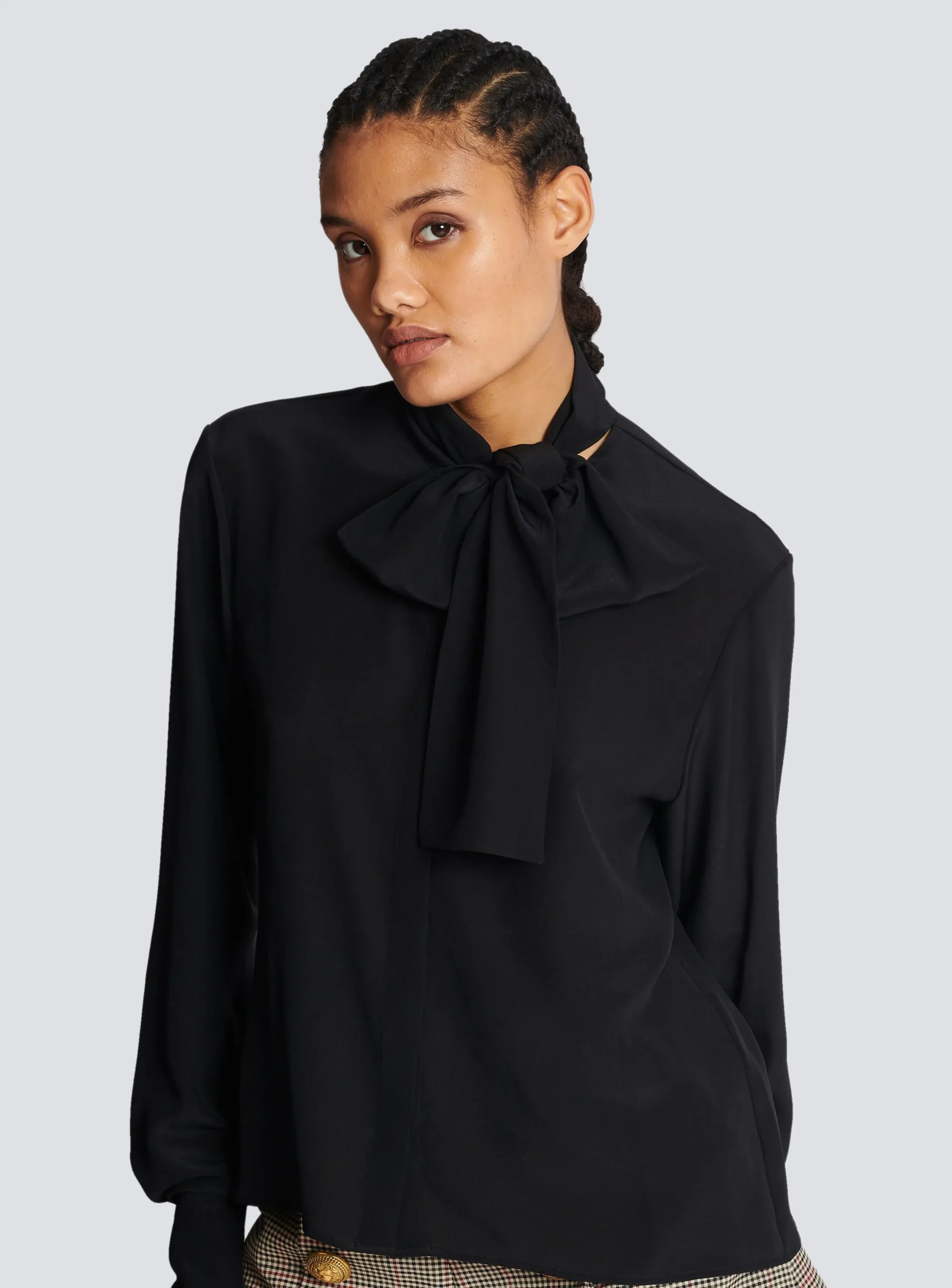Crepe Shirt With Bow Collar-Balmain Store