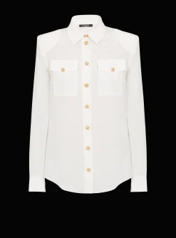 Crepe Shirt With Golden Buttons-Balmain Best Sale