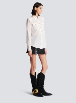 Crepe Shirt With Golden Buttons-Balmain Best Sale