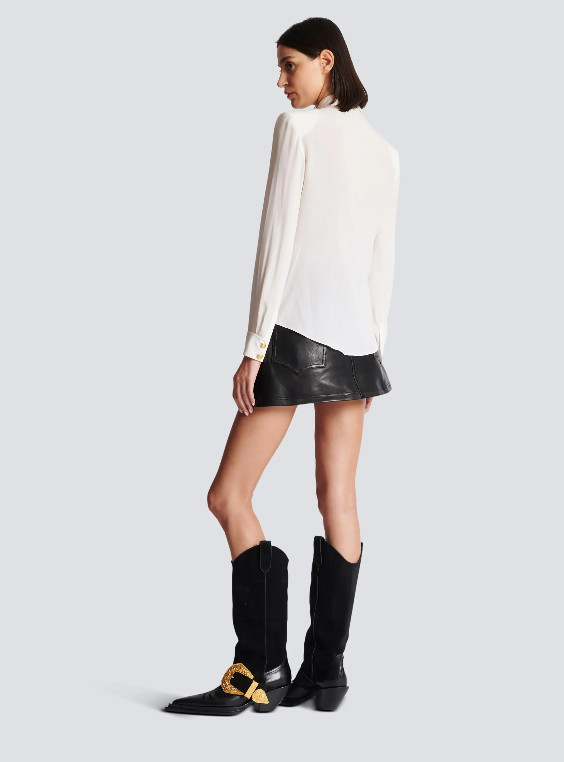 Crepe Shirt With Golden Buttons-Balmain Best Sale