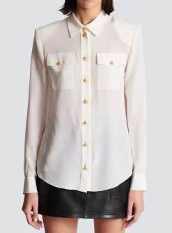 Crepe Shirt With Golden Buttons-Balmain Best Sale